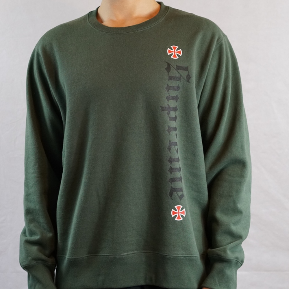 Supreme Mens Green Anarch Crew Neck Sweatshirt